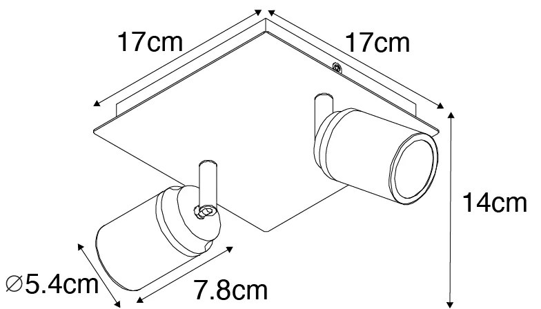 Spotlight inteligent de baie alb pătrat cu 2 lumini IP44 incl. 2 Wifi GU10 50mm - Ducha