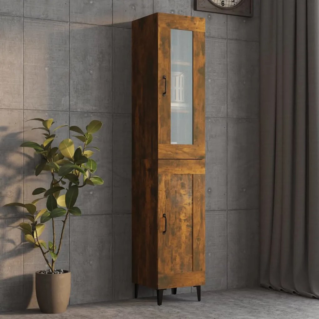 3115433 vidaXL Dulap înalt, stejar fumuriu, 34,5x34x180 cm, lemn prelucrat