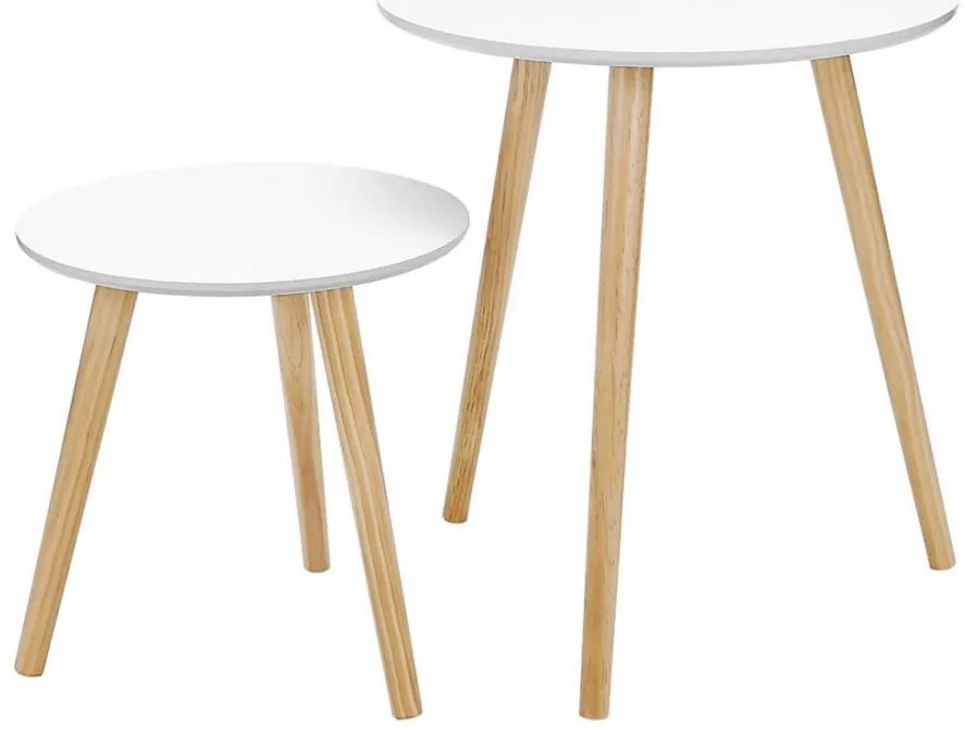 Set de 2 măsuțe laterale SERA, alb/maro