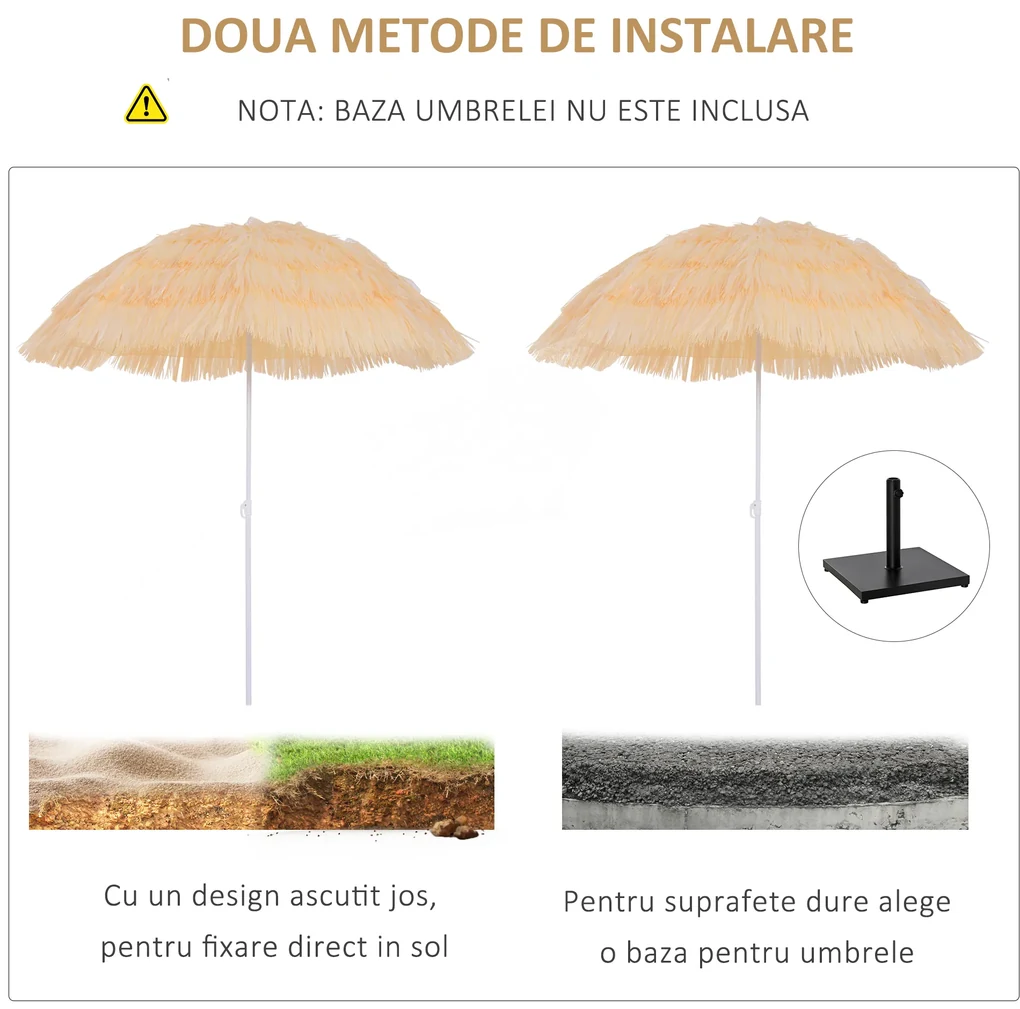 Umbrelă Outsunny Portabilă pentru Plajă/Grădină, Rezistentă la Apă, Ușor de Transportat, Ideală pentru Exterior | Aosom Romania