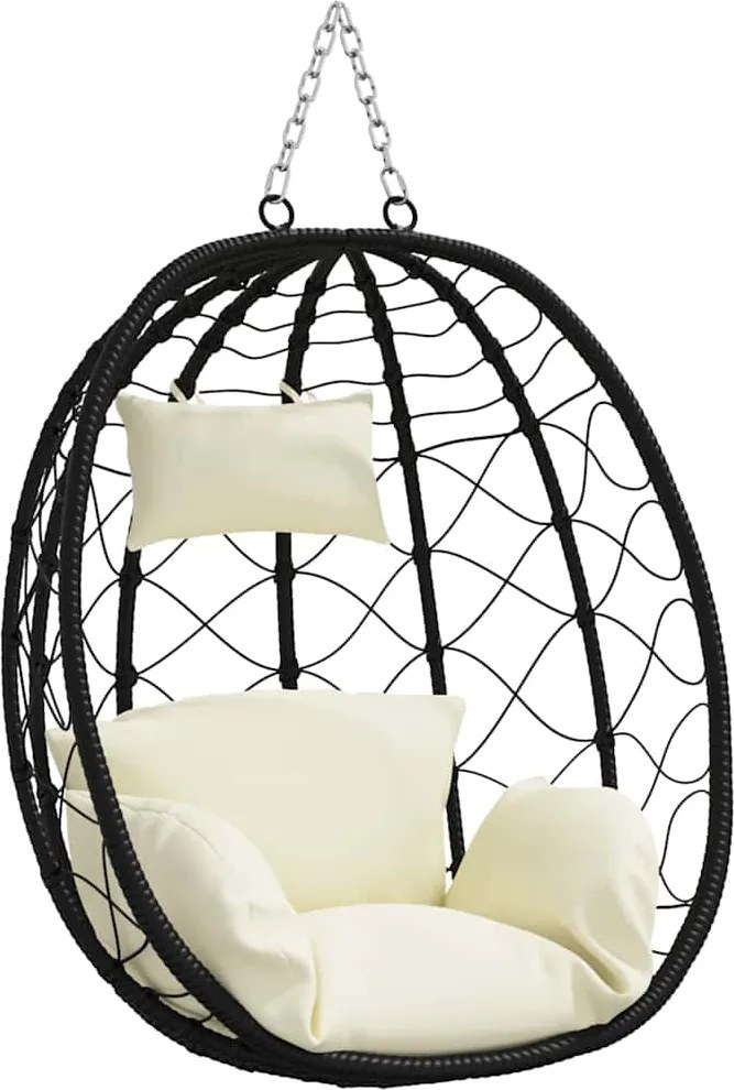 vidaXL Scaun suspendat ou Manual Alb crem 91,5 x 60 x 110 cm poliratan