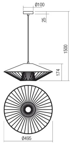 Redo 01-3009 - Lampă suspendată pe cablu GRILL 1xE27/42W/230V Ø 49,5 cm, negru/maro