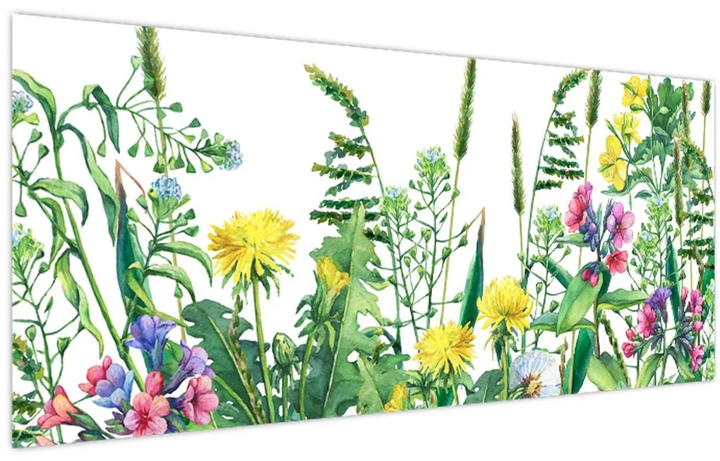 Tablou - Flori de pajiște pictate (120x50 cm)