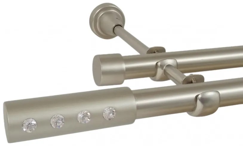 Galerie dubla fara inele ALLURE 19 mm CROM MAT (Alege marime: 200 cm)