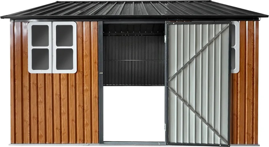 Şopron de grădină din tablă metalică, maro/antracit, 3,6x3,1x2,5 m, GABKO