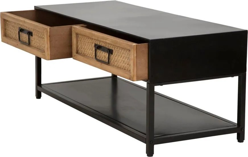 Comodă TV neagră/în culoare naturală din metal 95x38x38 cm Hanoi – Mauro Ferretti