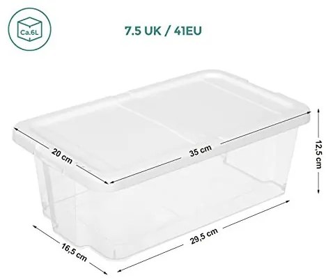 Set 12 cutii de depozitare pentru pantofi, Songmics, LSP12WT, Transparent