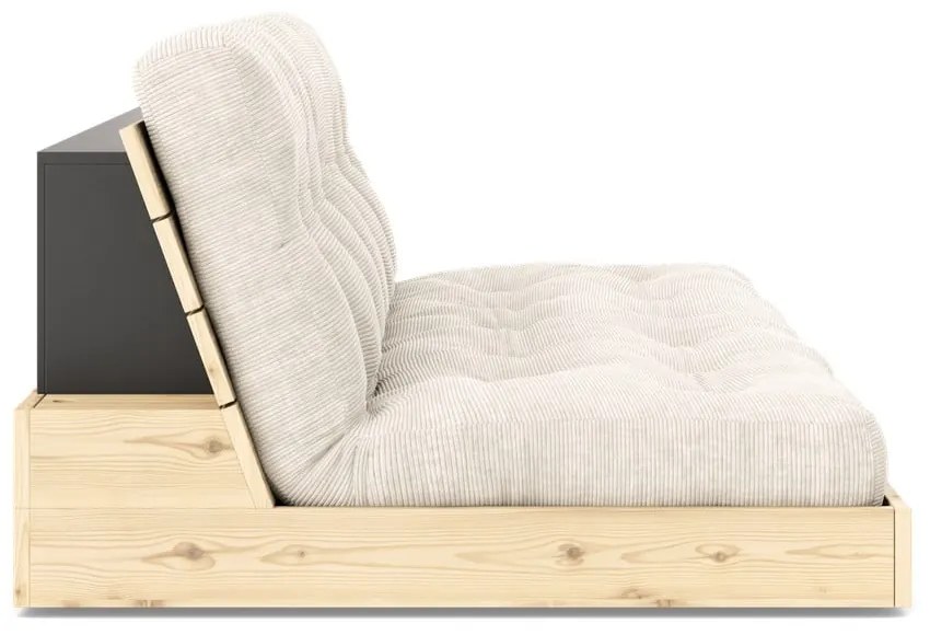 Canapea albă extensibilă cu tapițerie din catifea reiată 196 cm Base – Karup Design