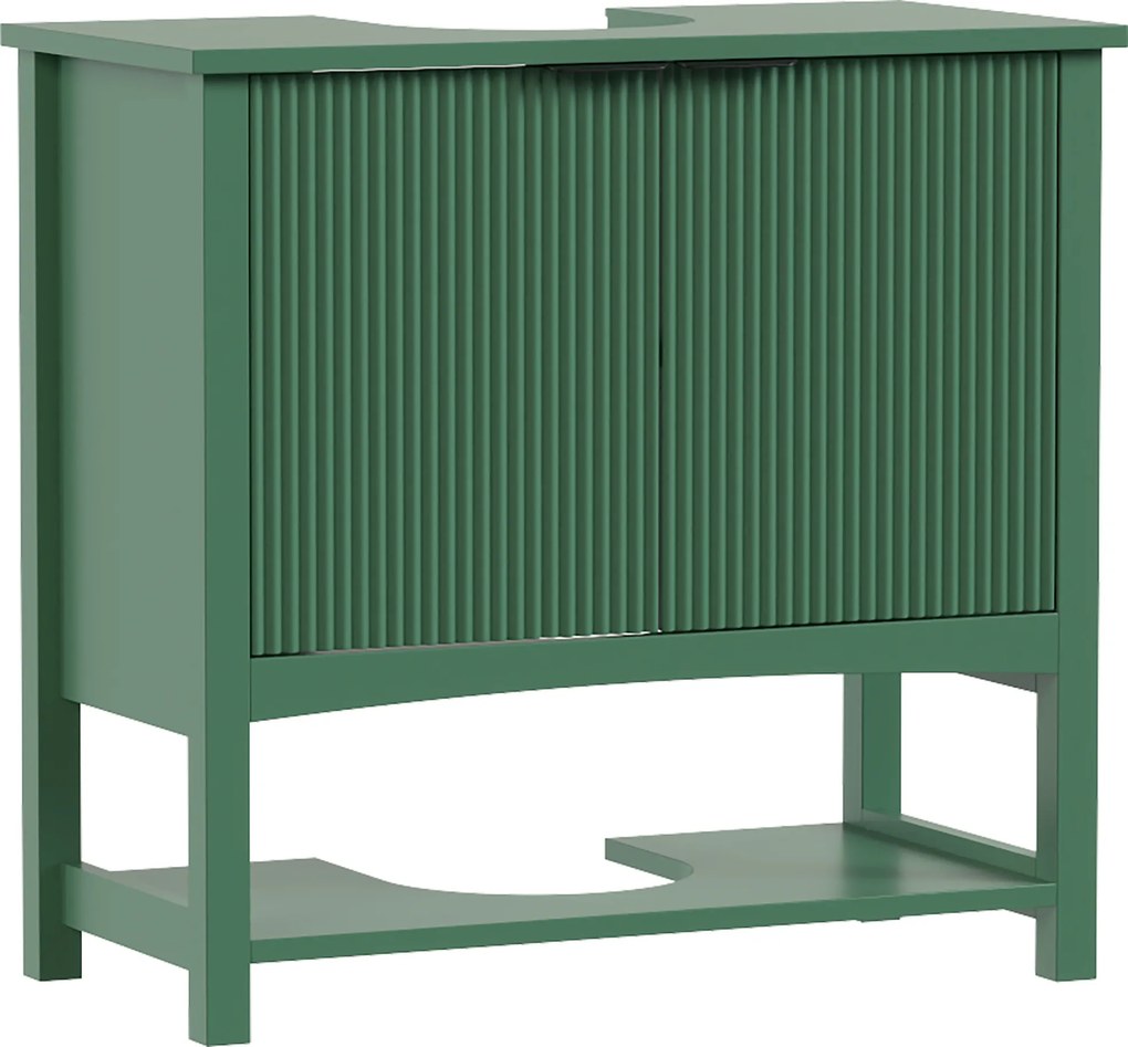 HOMCOM Dulap Sub Lavoar cu 2 Uși, Raft Deschis și Design Modern, 65x32x62 cm, Verde | Aosom Romania