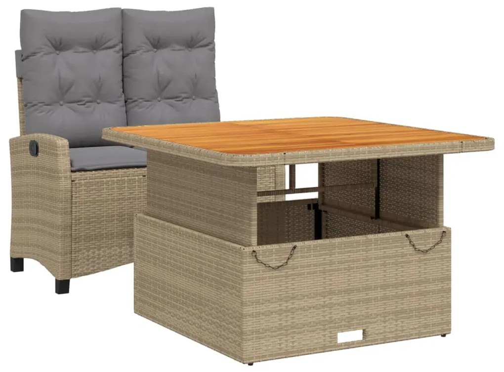 3277427 vidaXL Set mobilier de grădină, 2 piese, cu perne, bej, poliratan