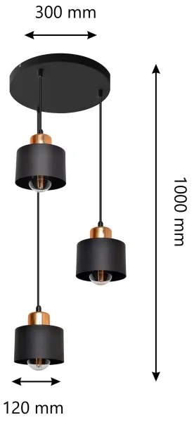 Lustră pe cablu EDISON 3xE27/15W/230V