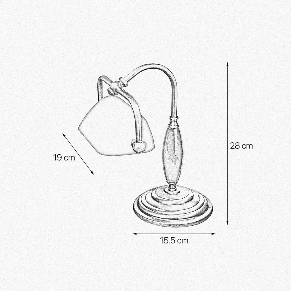 Lampa de birou din alama si lemn Banker Petite