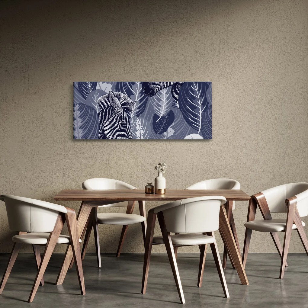 Tablou - Zebre albastre (120x50 cm)