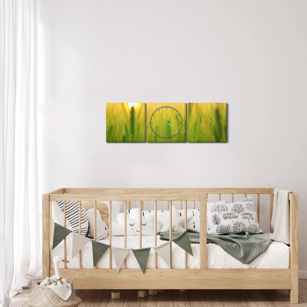 Tablou - Câmp cu cereale (cu ceas) (90x30 cm)