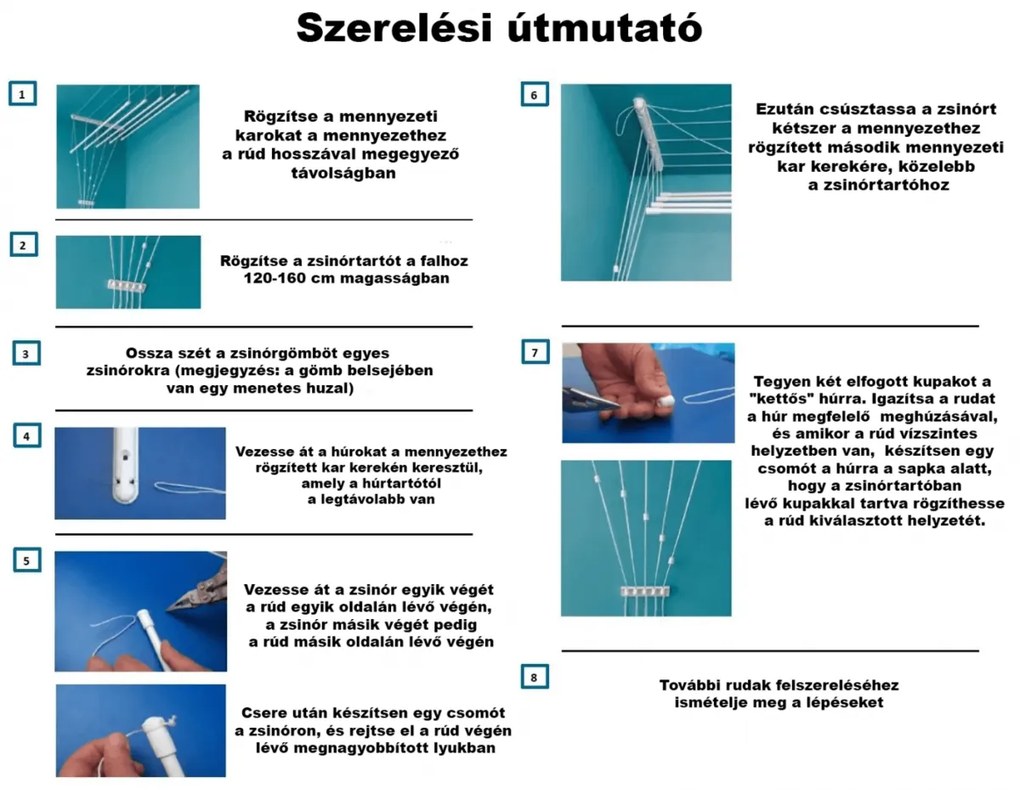 Uscător de rufe de tavan Ideal 5 bare,  100 cm