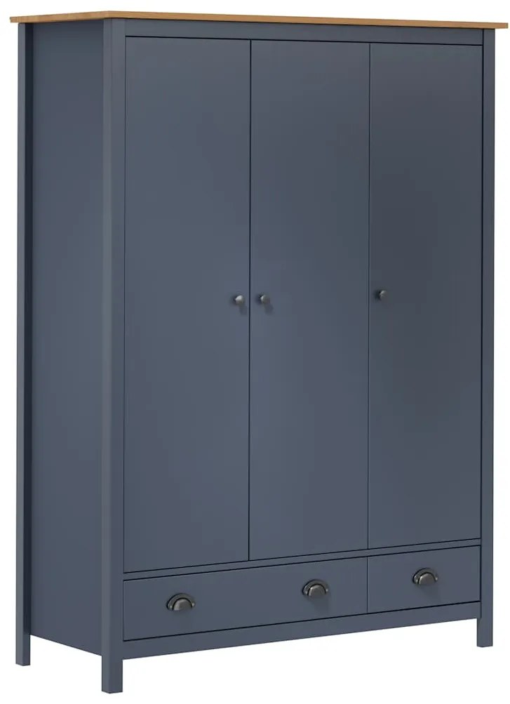 vidaXL Șifonier cu 3 uși Hill,, gri, 127x50x170 cm, lemn masiv pin