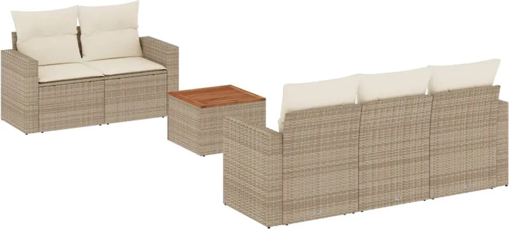 vidaXL Set canapele de grădină cu perne, 6 piese, bej, poliratan