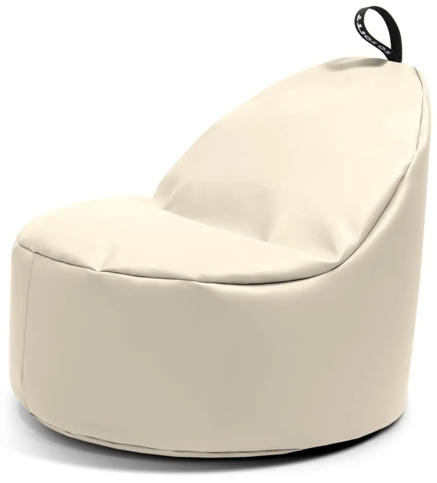 Fotoliu puf pentru copii bej cu tapițerie din imitație de piele Round M – So Soft?