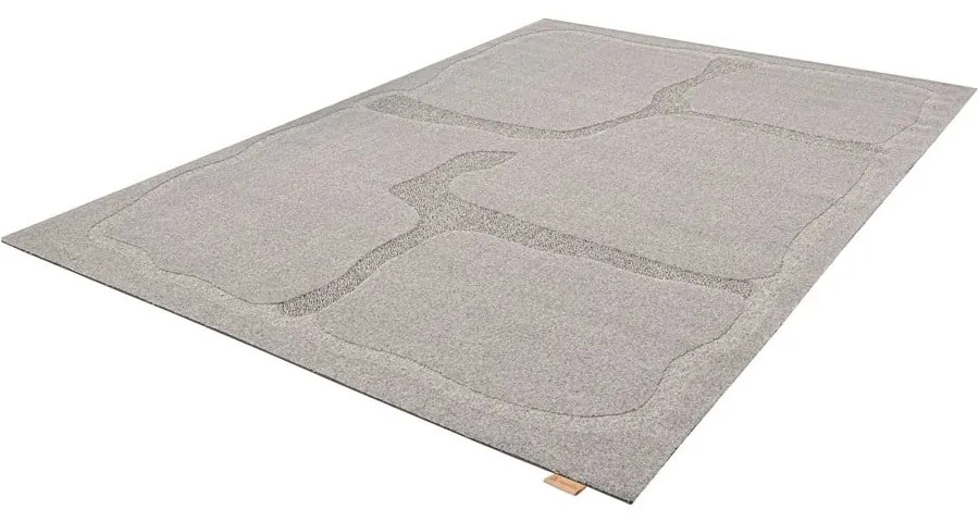 Covor gri din lână 200x300 cm Morphic Organica – Agnella