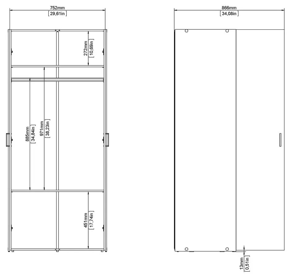 Șifonier alb 78x175 cm Space – Tvilum