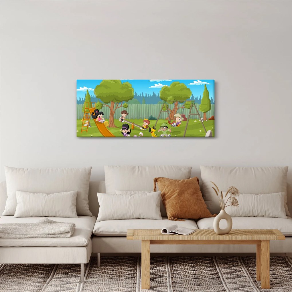 Tablou - Copii la locul de joacă (120x50 cm)