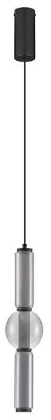 Pendul LED modern, Metal, Negru, Sticla, Fumurie, Ulon