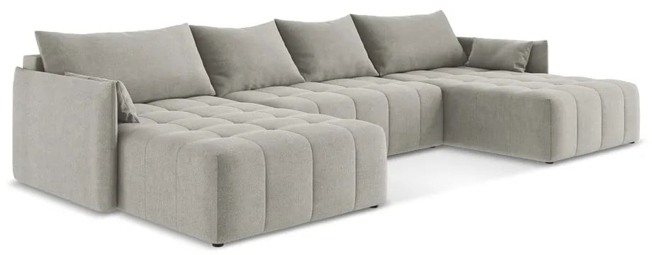 Colțar gri deschis extensibil/cu spațiu de depozitare (în formă de "U") Moku – Makamii