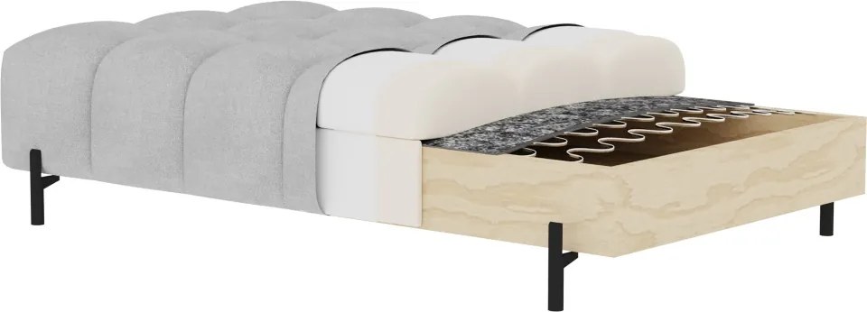 Taburet Tapitat cu Picioare Ferivo, gri bouclé – Royal 03