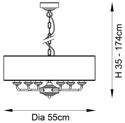 Lustră pe lanț Endon 98933 HIGHCLERE 6xE14/40W/230V alb/alamă