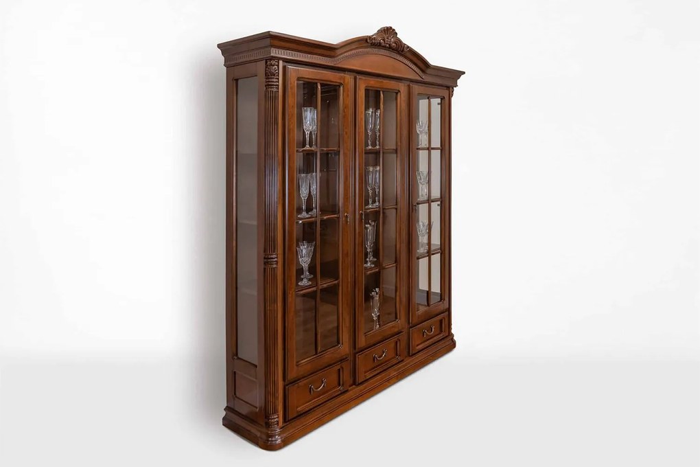 Vitrină lemn masiv Briston 3 Uși, 178 × 44.5 × 218 cm