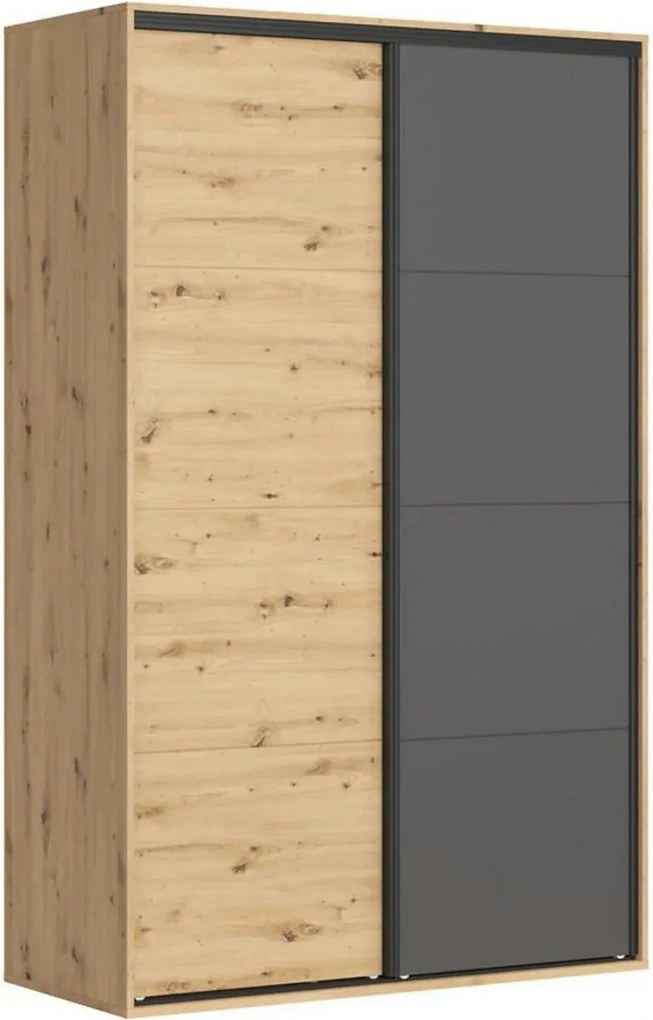 Dulap FLEX, stejar artisan/gri grafi, PAL, cu 2 usi, 150x66x240 cm