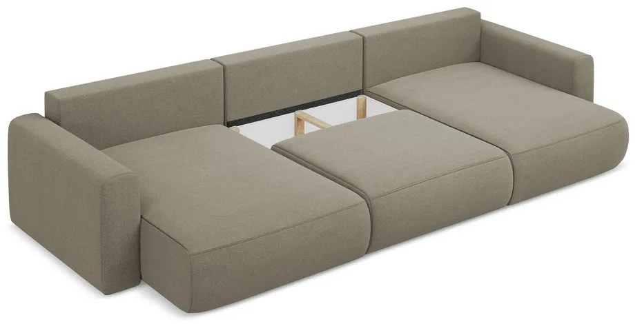 Colțar maro deschis extensibil/cu spațiu de depozitare (în formă de "U") Kapua – Makamii