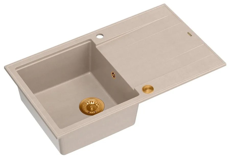 Chiuveta compozit incastrata Quadron Unique Evan 111 bej - cupru 86x50 cm