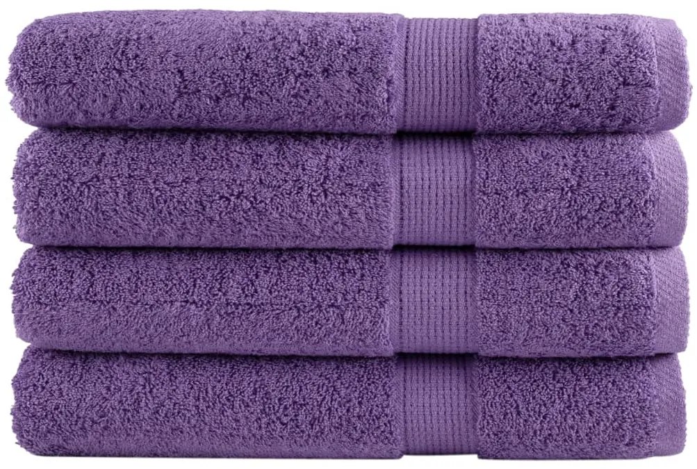 vidaXL Prosoape premium SOLUND 4 buc. violet 100x200 cm 600 gsm