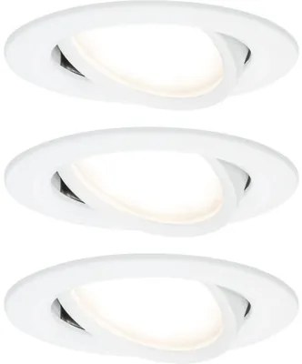 Spoturi incastrabile mobile Nova 6,5W Ø84 mm, module becuri LED Coin cu 3 trepte de instensitate incluse, alb mat, 3 bucati