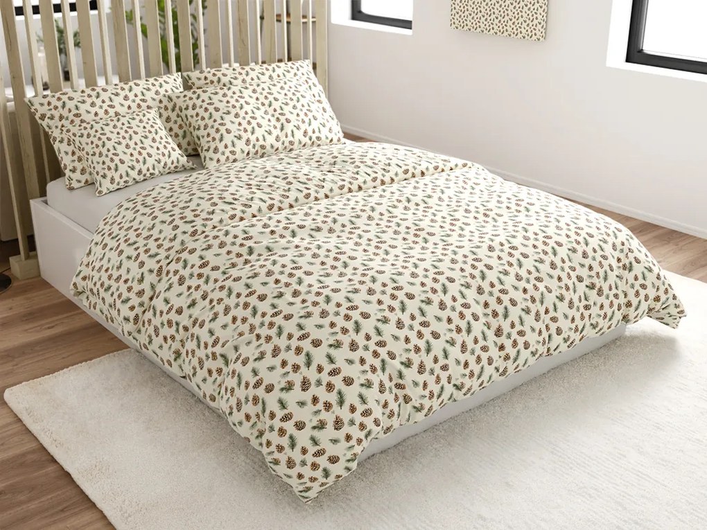 Lenjerie de pat din bumbac PINE CONES colorata Dimensiune lenjerie de pat: 2 buc 70 x 90 cm | 200 x 220 cm