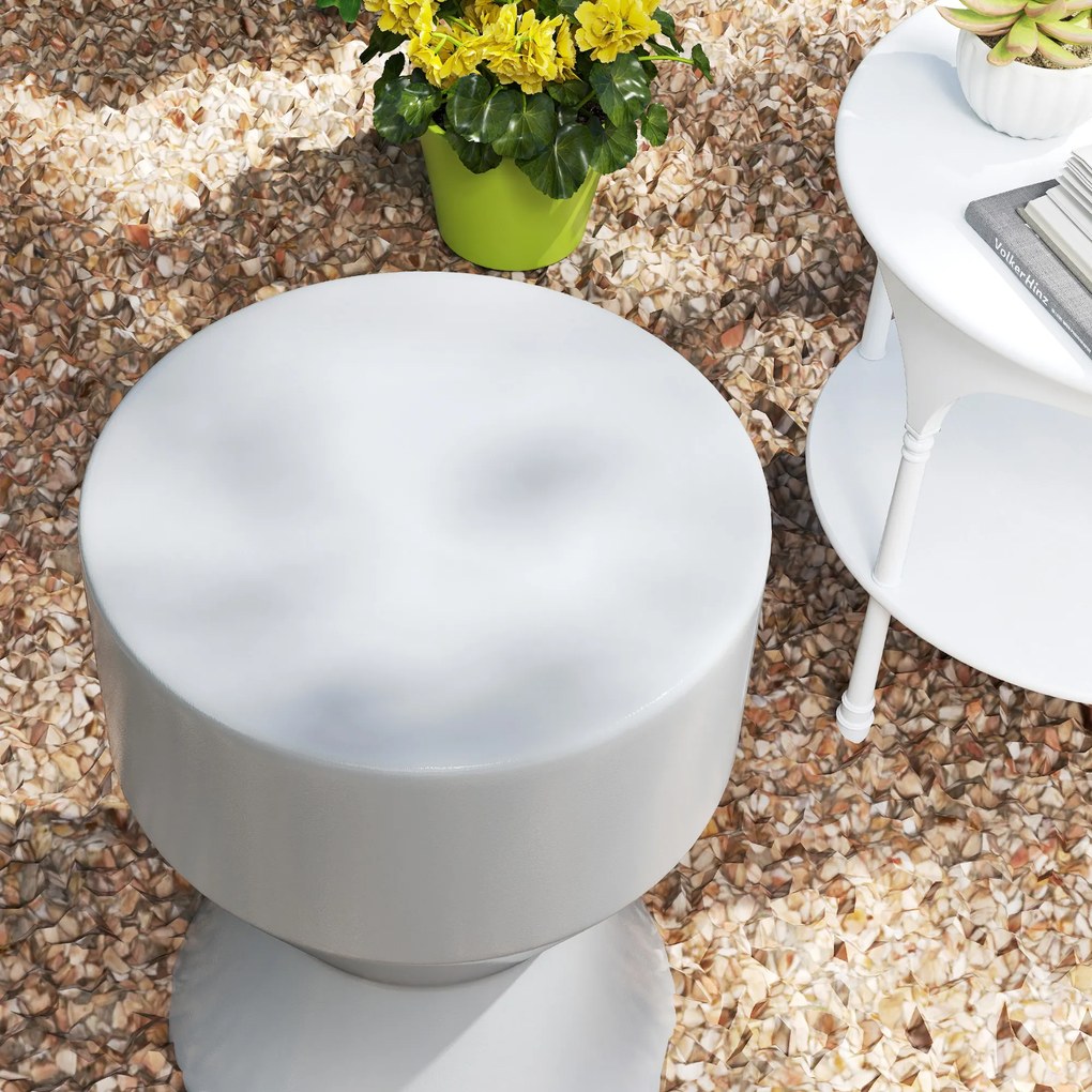 Outsunny Scaun de gradina din ceramica, suport 120kg Ø33 x 45,5 cm rezistent la intemperii, cu design de clepsidra, Gri deschis | Aosom Romania