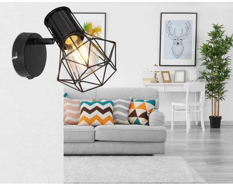Aplica de perete design industrial PRISKA negru