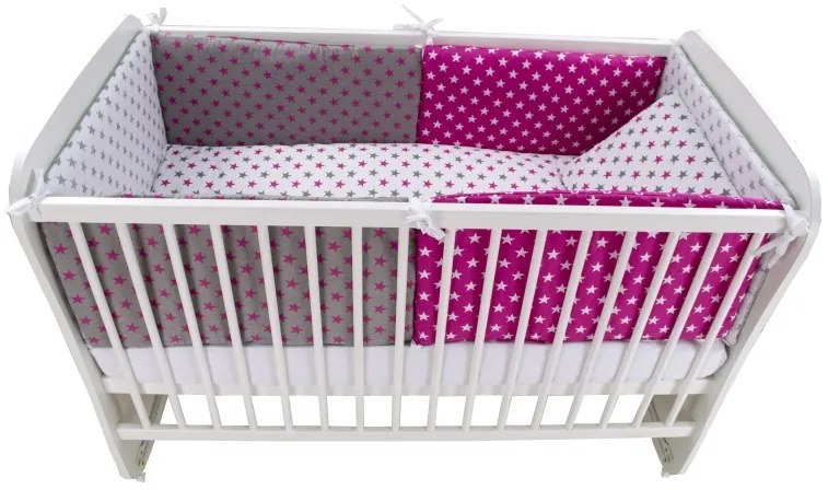 Lenjerie Colorful Stars Pink 9 Piese 120x60 cm