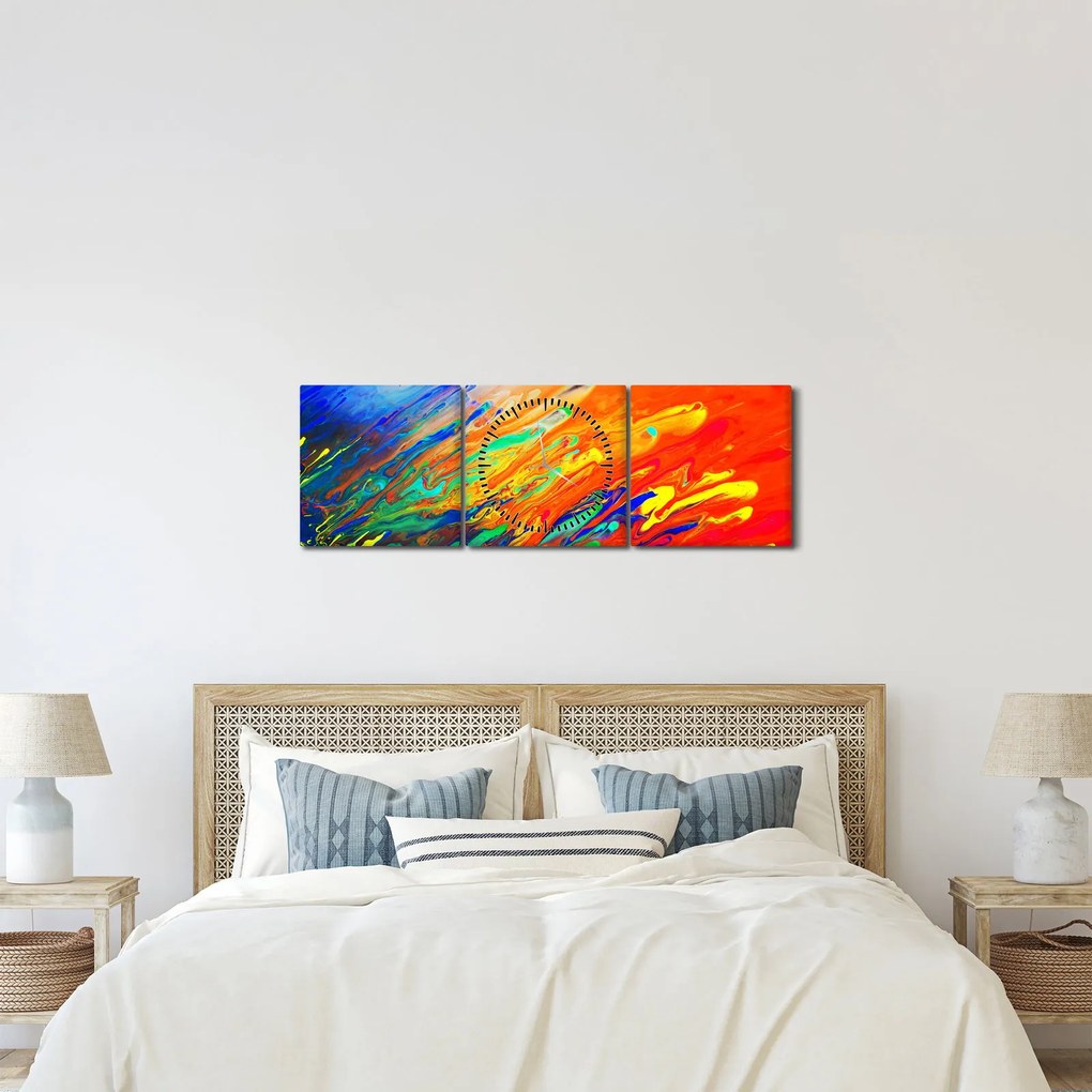 Tablou - Abstract colorat (cu ceas) (90x30 cm)