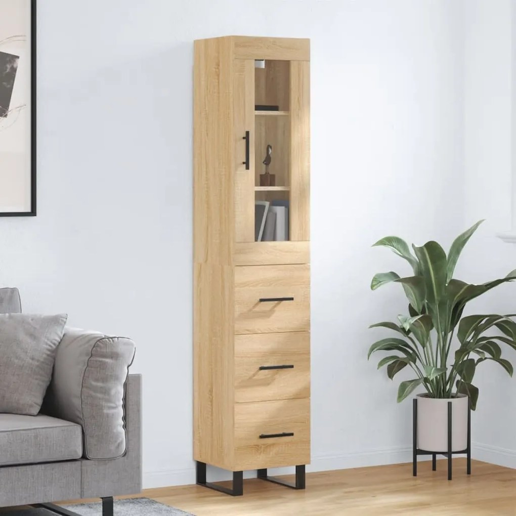 3199260 vidaXL Dulap înalt, stejar sonoma, 34,5x34x180 cm, lemn prelucrat