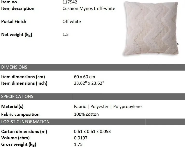 Perna decorativa design LUX Mynos L, 60x60cm