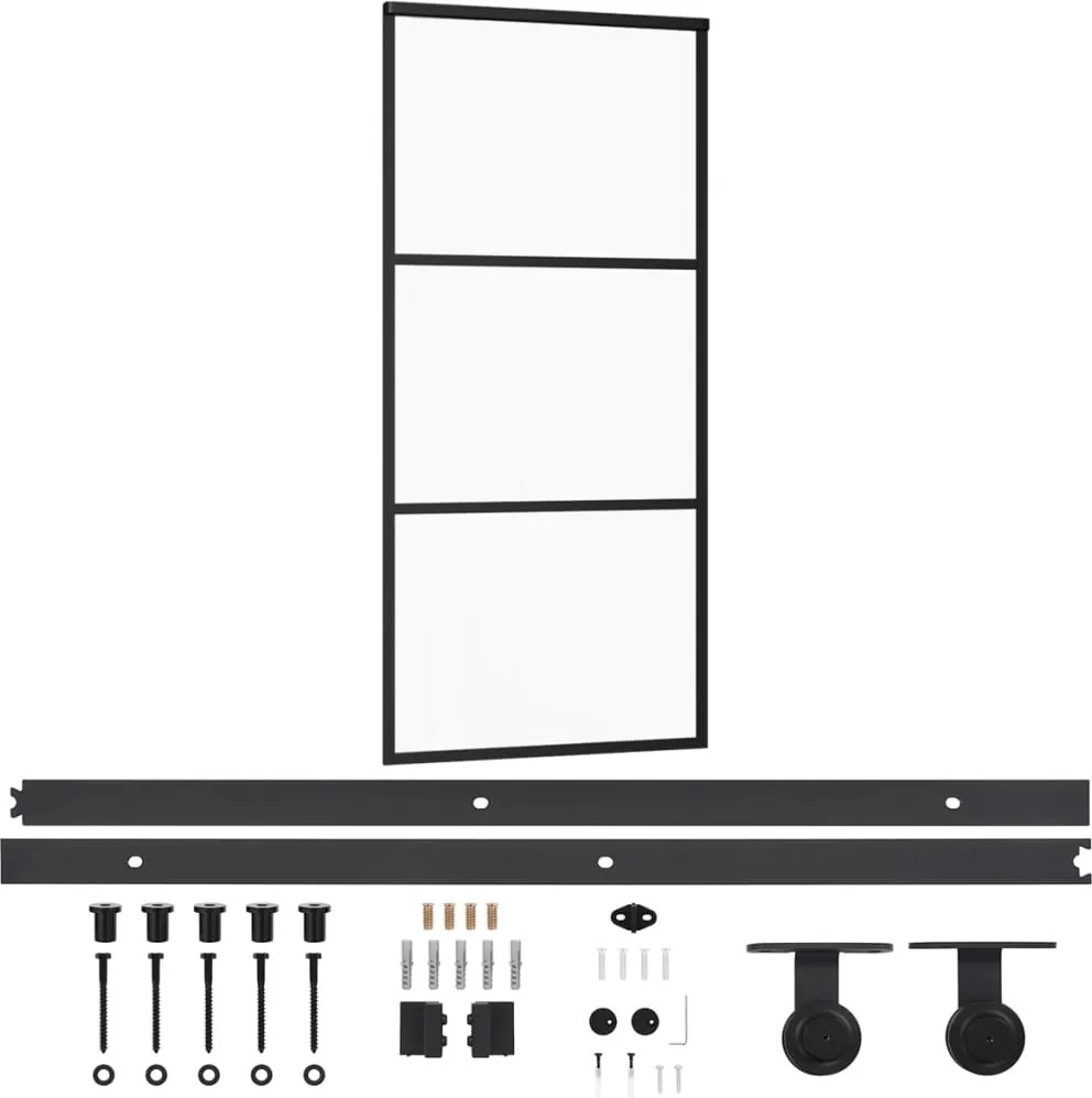 vidaXL Ușă glisantă cu set feronerie, 90x205 cm, sticlă ESG/aluminiu