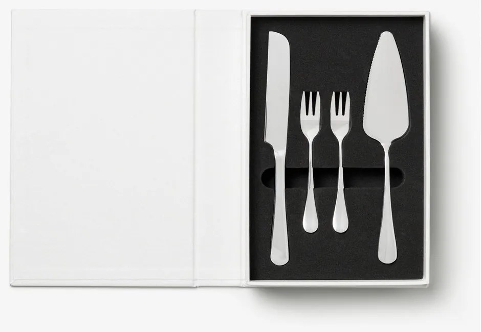 Furculițe pentru desert albe-argintii din oțel inoxidabil The Essentials Cake Tools – Printworks