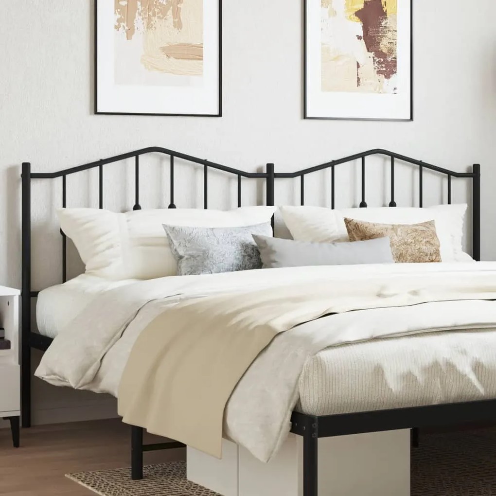 vidaXL Tăblie de pat metalică, negru, 160 cm