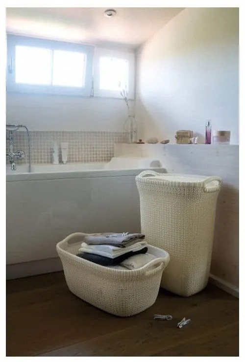 Coș pentru rufe curate Curver Knit Lungo, crem