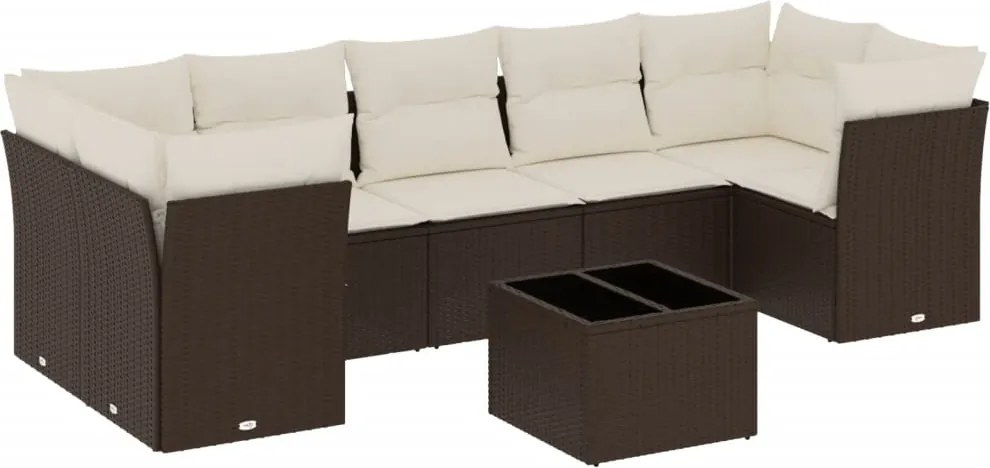 vidaXL Set canapele de grădină cu perne, 8 piese, maro, poliratan