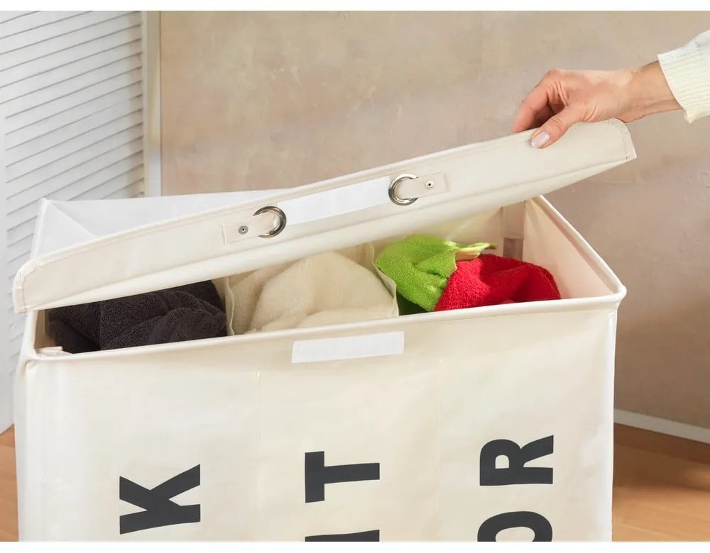 Coș triplu pentru rufe Wenko Trivo, bej, 117,6 l