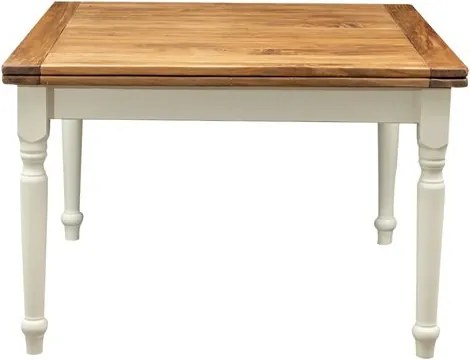 Masa pliabila, L120(240) 120 80 cm, culoare natur alb antic, Lemn masiv