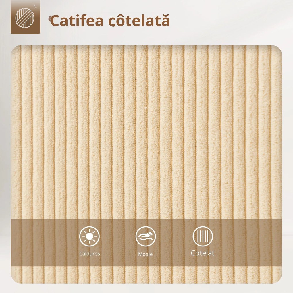 HOMCOM Set 2 Scaune de Bar cu Spătar și Brațe Rotative din Catifea Bej | Aosom Romania